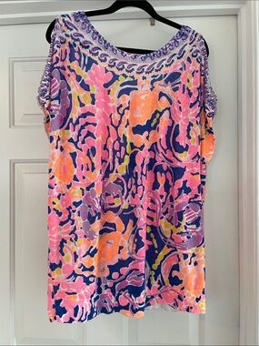 Lilly Pulitzer L/XL Elliston Linen Tunic Top